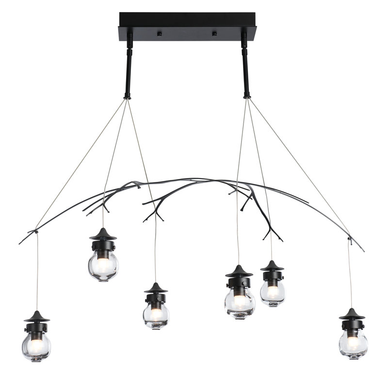 Kiwi Clear Glass Pendant, Black, 48"