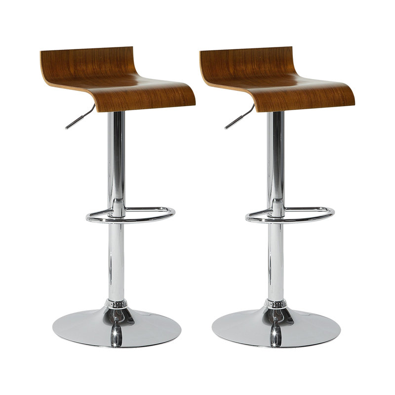 Darren Swivel Adjustable Height Counter Stool with Metal Frame, Dark Wood