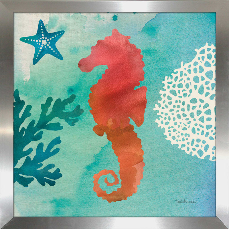«Under the Sea I», reproduction d'art sur toile, H 21,5 po x l 21,5 po x P 0,75 po, Encadrement argenté