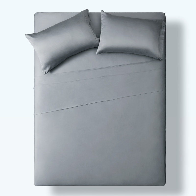 Sateen Sheet Set, King Sheet Set + Fitted Sheet + 2 Pillowcases, Silver
