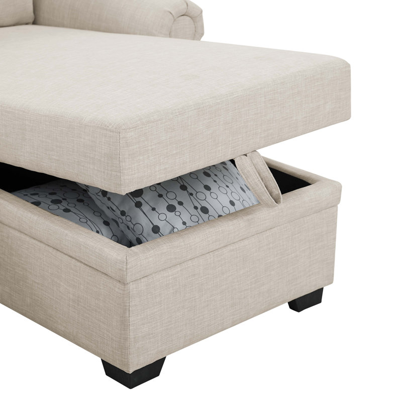 Upholstered 86'' Reclining Sleeper Sofa, Beige