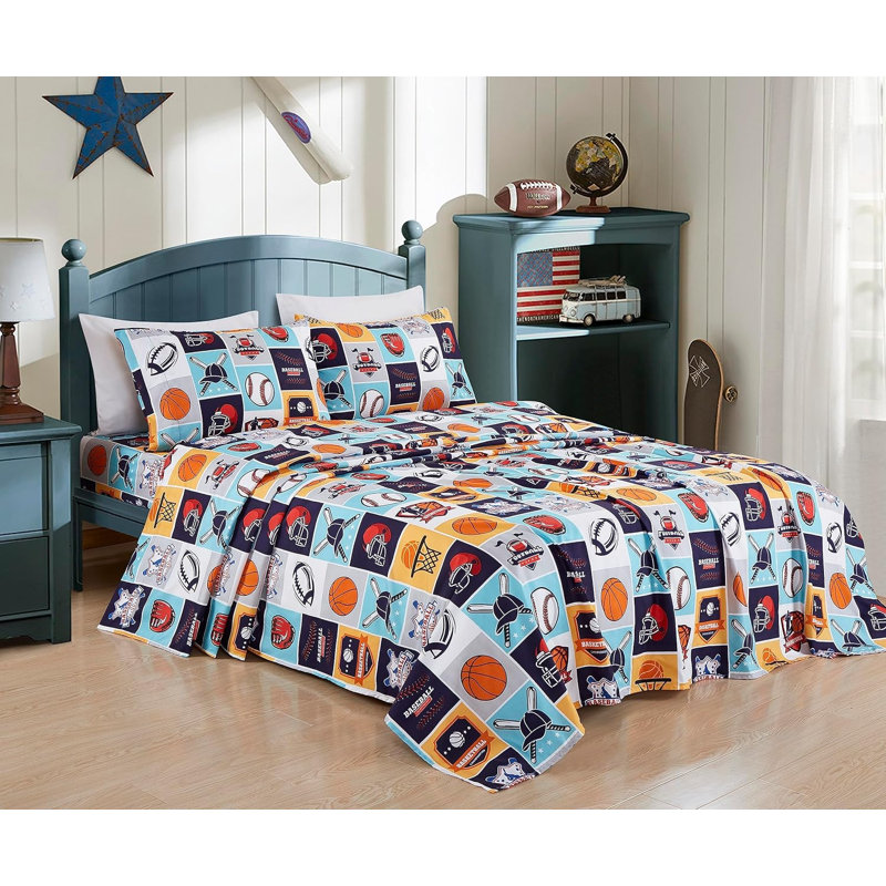 Microfiber Sports Sheet Set, Queen Sheet Set + 1 Fitted Sheet + 2 Pillowcases