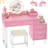 Grosmark Makeup Vanity Desk with Stool and LED Mirror-322306259