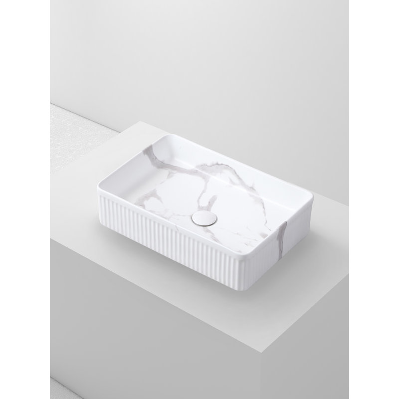 Ivy Bronx Conagher 500mm L x 340mm W Ceramic Rectangular Sink, Calacatta