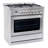 Cosmo 4 Piece Kitchen Appliance Package with French Door Refrigerator 36'' Gas Freestanding Built-In Wall Mount Range Hood