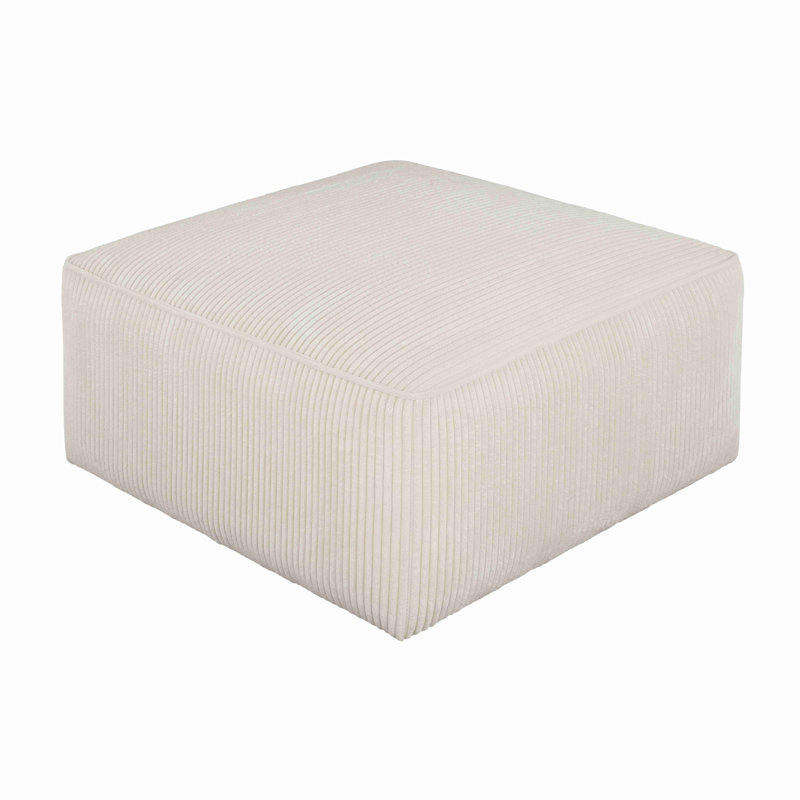 Upholstered Square Ottoman,Corduroy, Beige