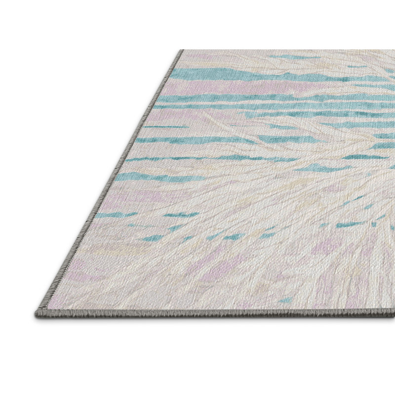 Machine Washable Gray Area Rug, Square 6'