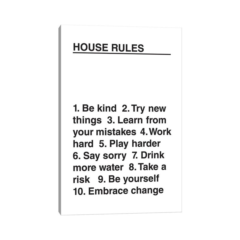 House Rules by The Native State - Wrapped Canvas Print, 20.32 cm H x 30.48 cm W
