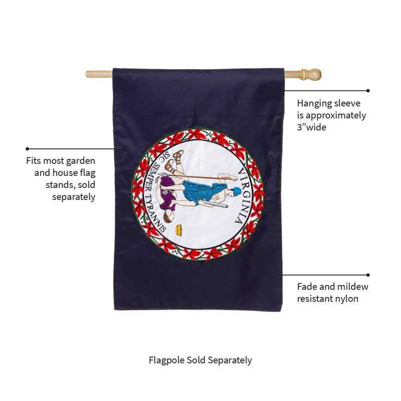 Drapeau de maison en nylon à 2 côtés Virginia State