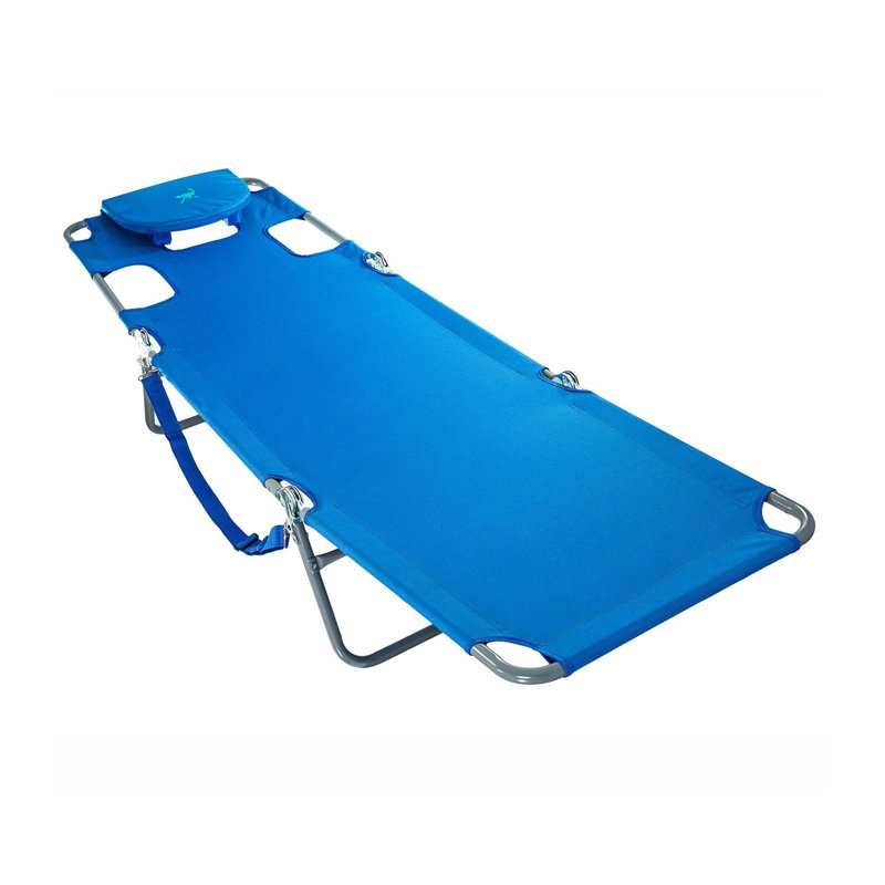 Ostrich Chaise Lounge Folding Portable Sunbathing Poolside Beach Chair, Blue
