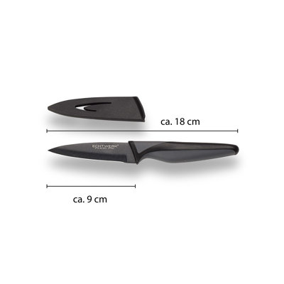 Echtwerk Gemüsemesser BlackSteel, Schälmesser, Edelstahl, hohe Schneidfestigkeit, Klingenlänge 9 cm