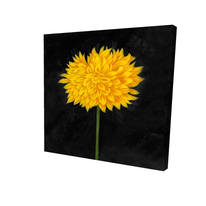 Toile de chrysanthème jaune | Décoration florale pour chambre à coucher, H 24 po x l 24 po