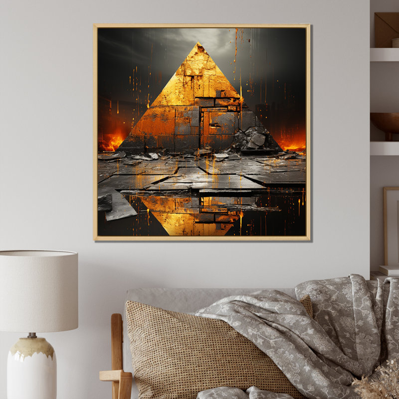 Pyramid Of The Enigma I, reproduction d'art sur toile, H 24 po x l 24 po x P 1 po, Cadre naturel flottant