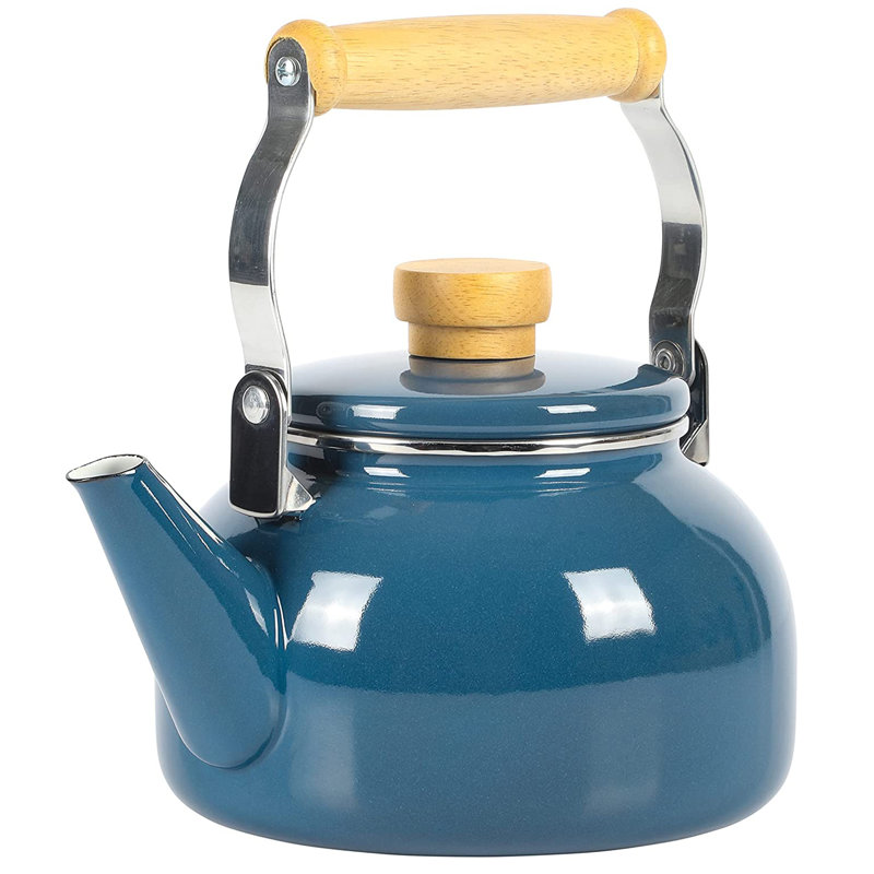 1.5 Quart Tea Kettle With Fold Down Handle in Blue, Blue