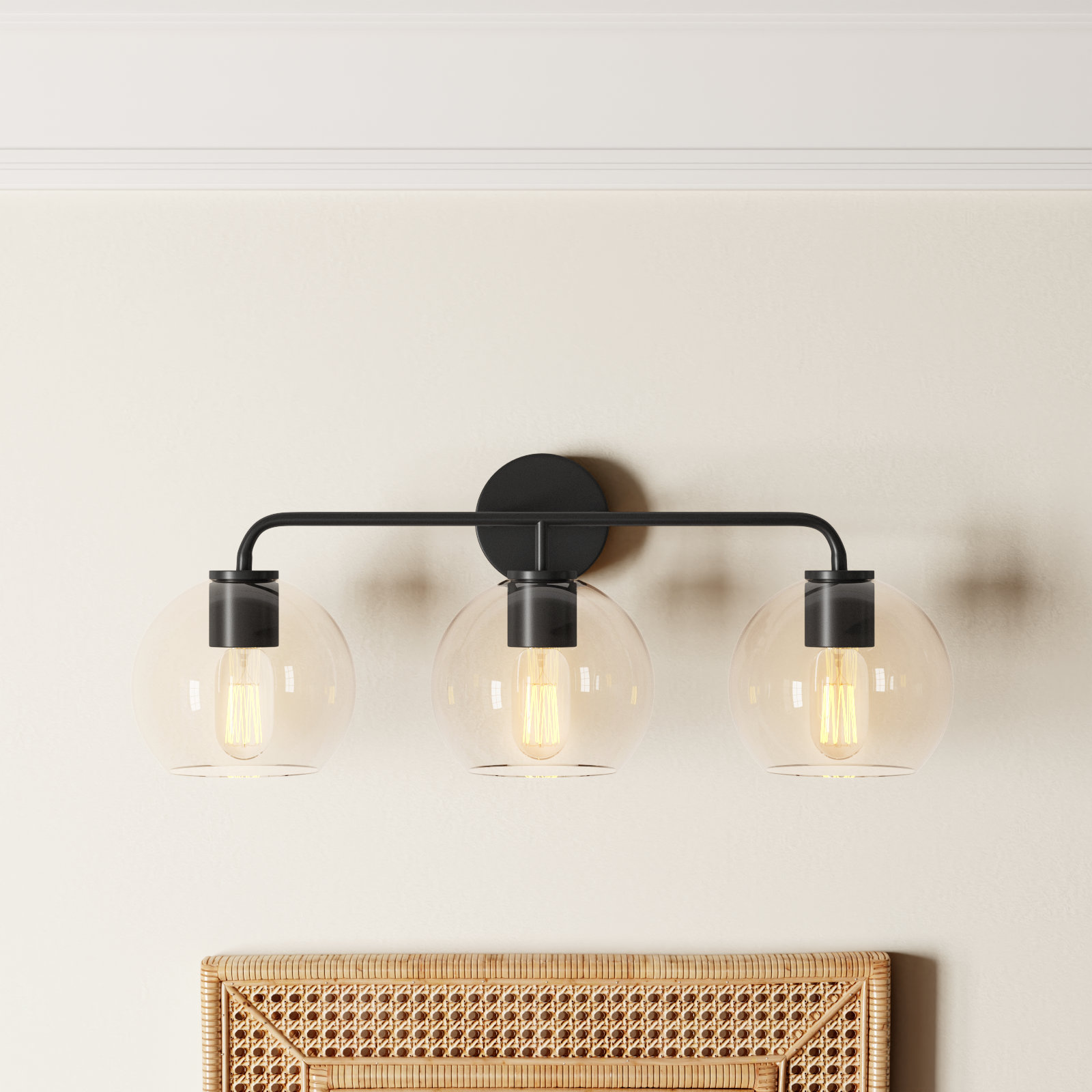 Childerley 3-Light Dimmable Vanity Light, Midnight Black, Clear