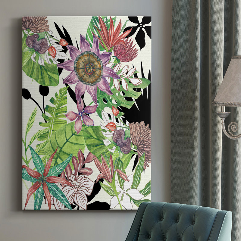 Floral Paradise I - peinture sur toile tendue, H 12 po x l 8 po x P 1 po