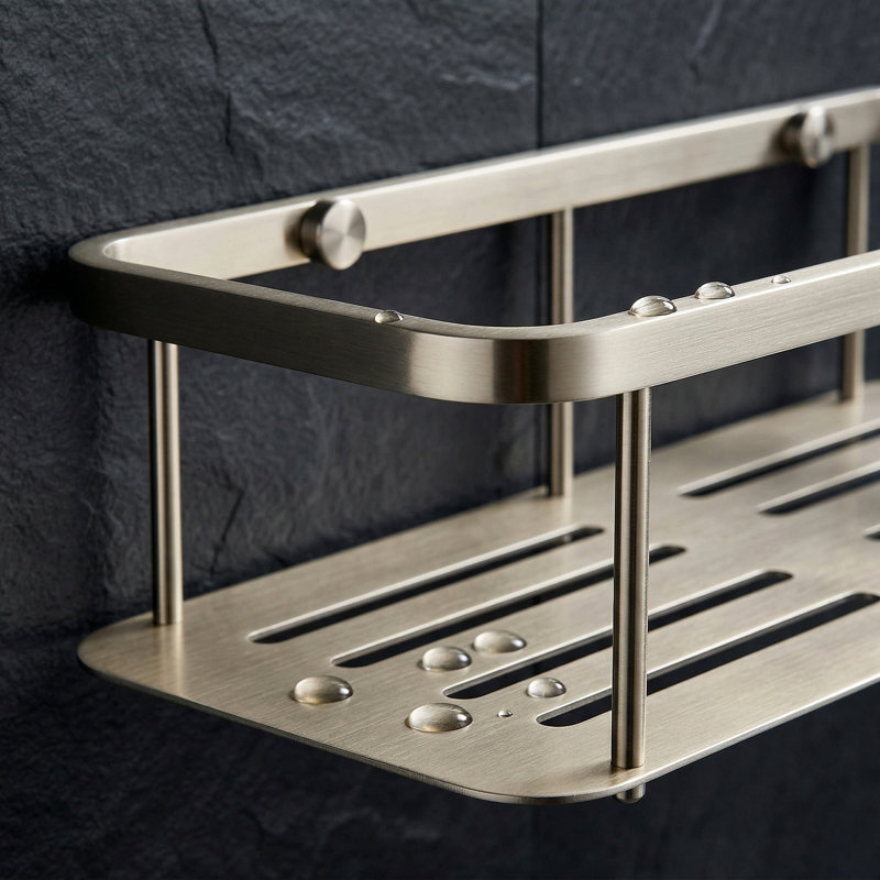 Panier de rangement mural pour salle de bain en acier inoxydable, 1, Nickel brossé