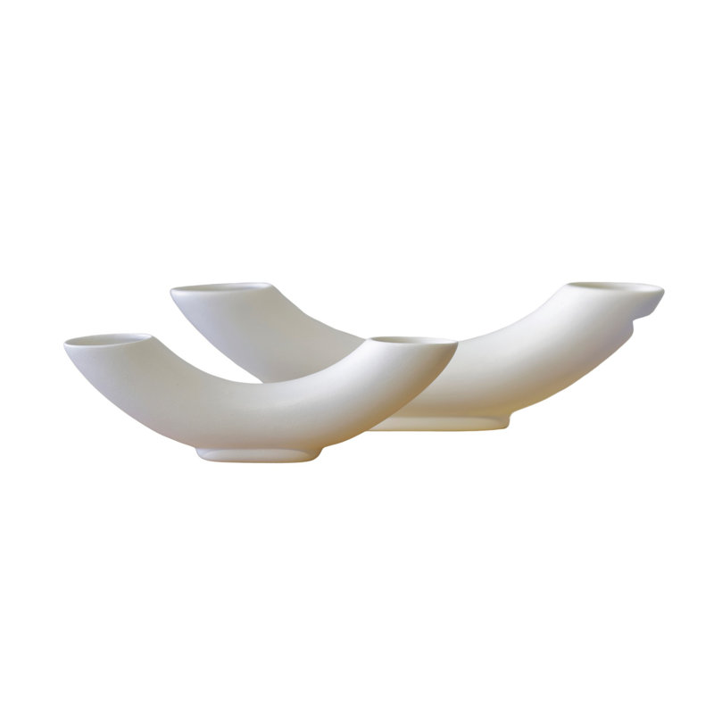Elegant Ceramic Vase Set (2 Pieces), White, 10.6 x 1.8 x 3.1 inches & 14.4 x 2.6 x 4.1 inches | 100% Ceramic, Perfect for Home Decor & Floral Arrangements | Stylish Accent for Living Room, Bedroom, & Office