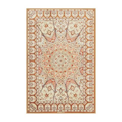 Tapis brun/rouge/gris traditionnel Beckemeyer