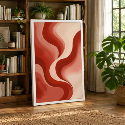 Crimson Flow Abstract - Wrapped Canvas
