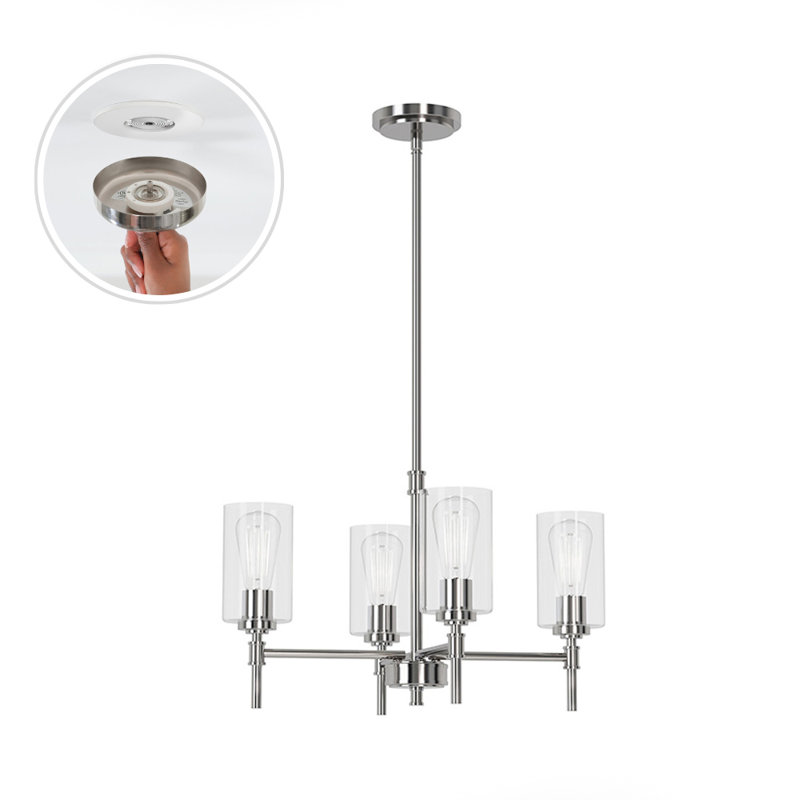 Wexton 4-Light 20.5” Wide Chandelier, Clear, Brushed Nickel