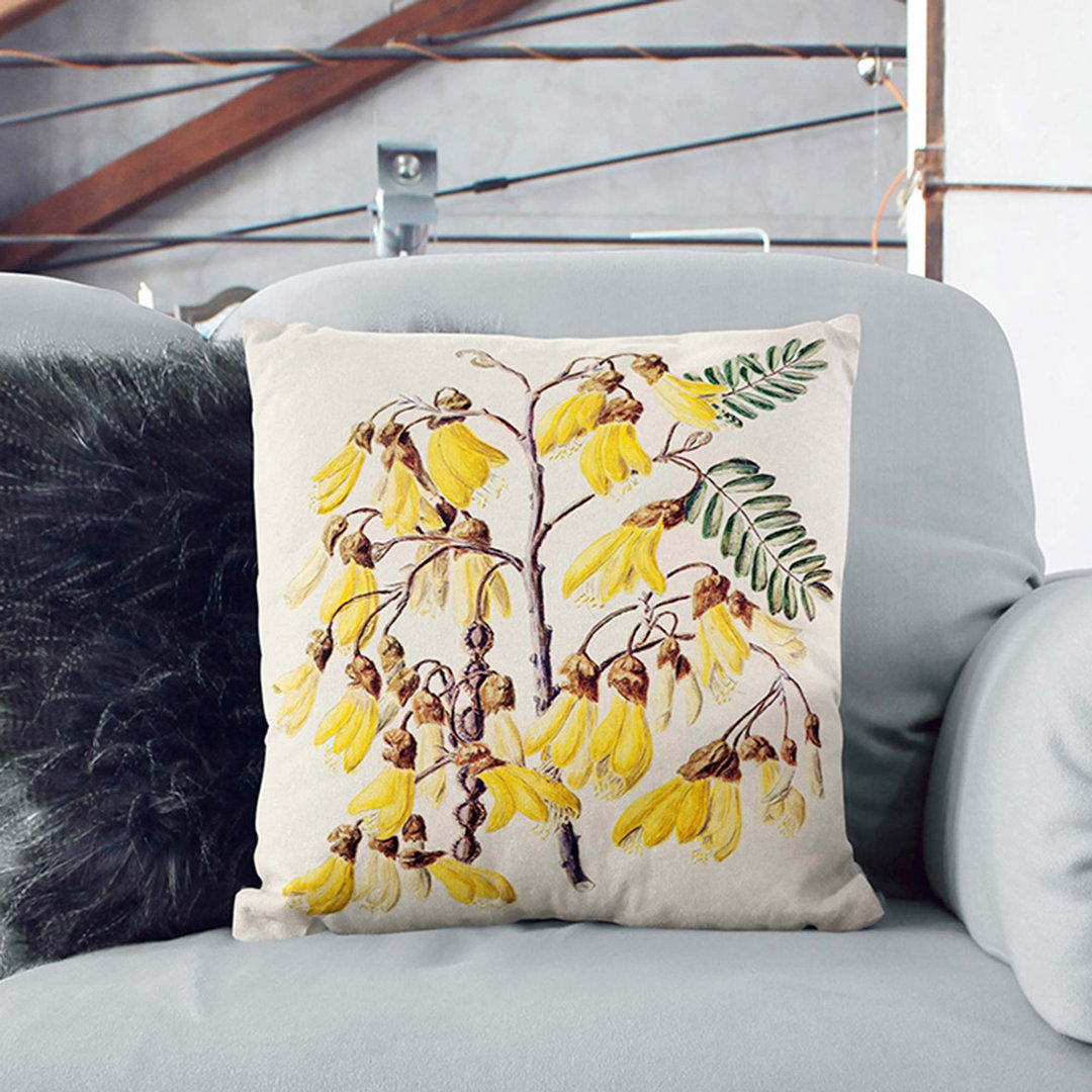 Kowhai Flowers by Sarah Featon Cushion with Filling