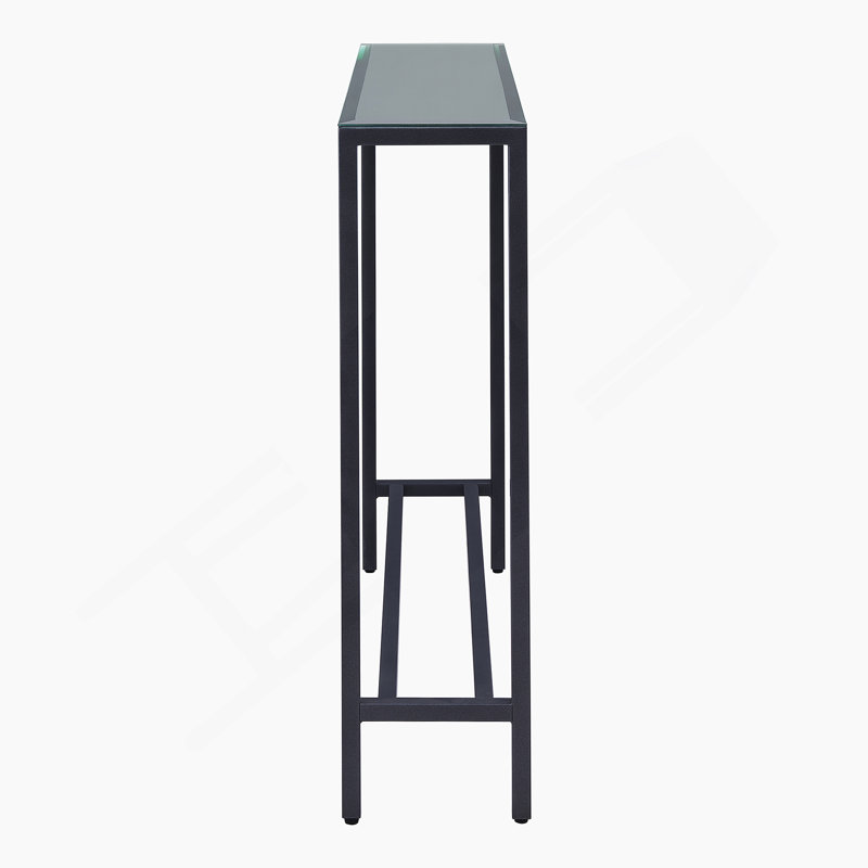 Mini-console étroite avec plateau en miroir, Gris, Gris