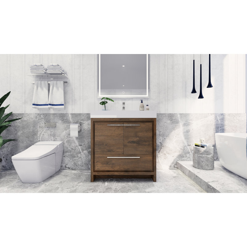 Ensemble de meuble-lavabo simple 36 po Tessa, Palissandre, Chrome
