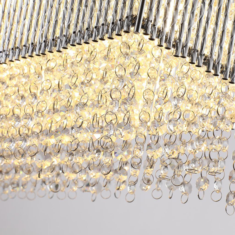 6 Light Spiral Crystal Chandelier Rectangular Pendant Lamp