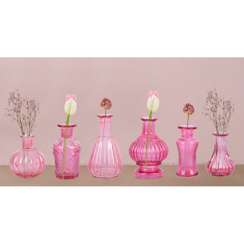Ensemble de 6 vases à fleurs en verre Vintage