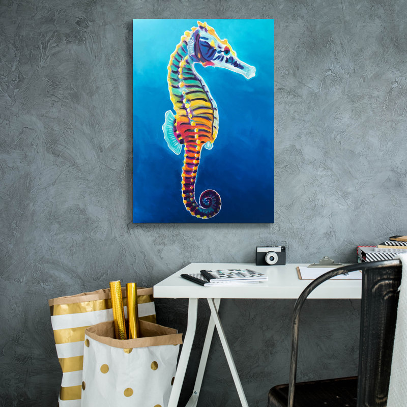 «Seahorse - Rainbow» par Dawg Painter, art mural épique sur toile, 40 po x 54 po, H 26 po x l 18 po x P 0,75 po