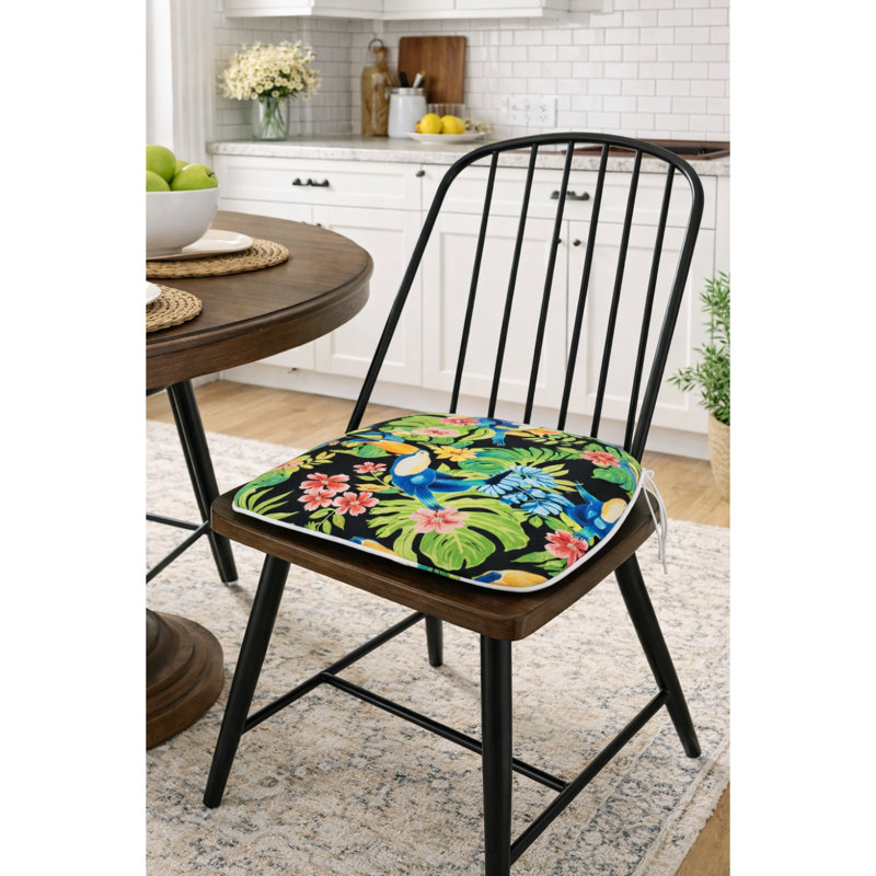Water-Repellent U-Shape Foam Seat Cushions with Ties, 17"x16"x2", Set of 4