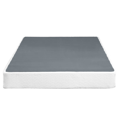 Full Size Mattress Foundation - Textured Fabric, Black Metal Frame Fabric Bedding Frame, Bedroom