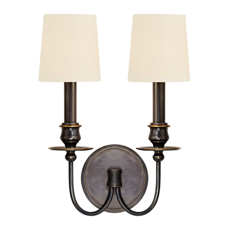 Cohasset 2-Light Wall Sconce, Aged Brass, Cream