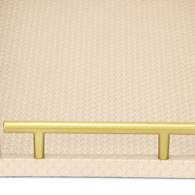 Mariline Elegant Fish Scale Pattern Tray & Gold Handles - Gold, Gold