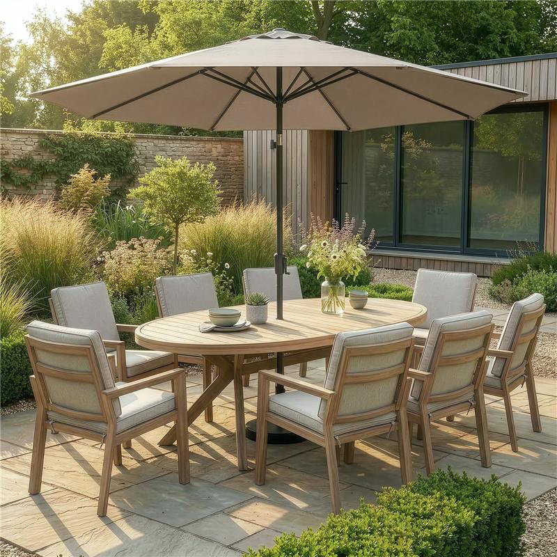 Andranik 8 - Person Patio Dining Set with Oval Table