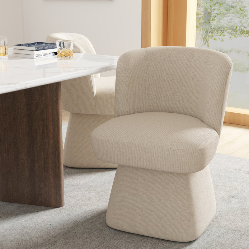 Upholstered Swivel Dining Chair, Beige