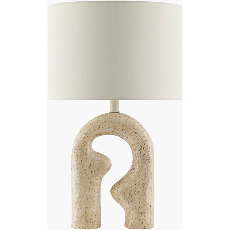 Jordie 1-Light Resin Table Lamp with Linen Drum Shade, Cream