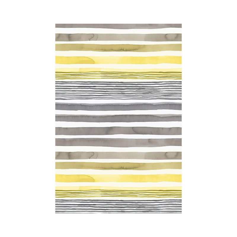 Stripes Illuminating Yellow Ultimate Grey 1 Piece Wrapped Canvas Wall Art, 152.5 cm H x 101.5 cm W