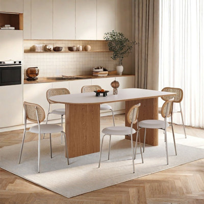 Ensemble de table de salle à manger moderne à base en bois massif