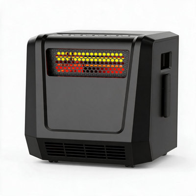 Infrared Cabinet Space Heater, 1500W/750W Electric Heater with Remote, 41-95°F Thermostat and ECO Mode, 6-Element Infrared Heating, 12H Timer, Child Lock, Quiet for Bedroom and Office