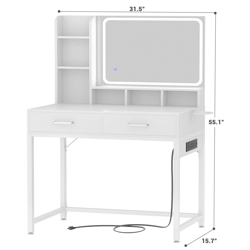 Petit meuble-lavabo, bureau avec miroir et lumières