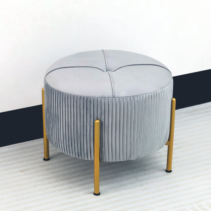 Rondella Velvet Ottoman, Gray Velvet
