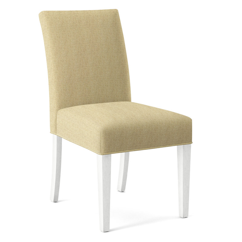 Manhattan Upholstered Dining Chair, Beige Sugar Performance; 0863-93, Frost White Finish