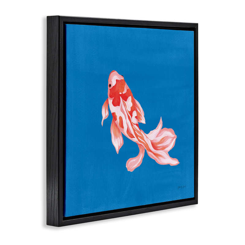 Cadre flottant bleu Koi, Cadre flottant noir de jais, H 18 po x l 18 po