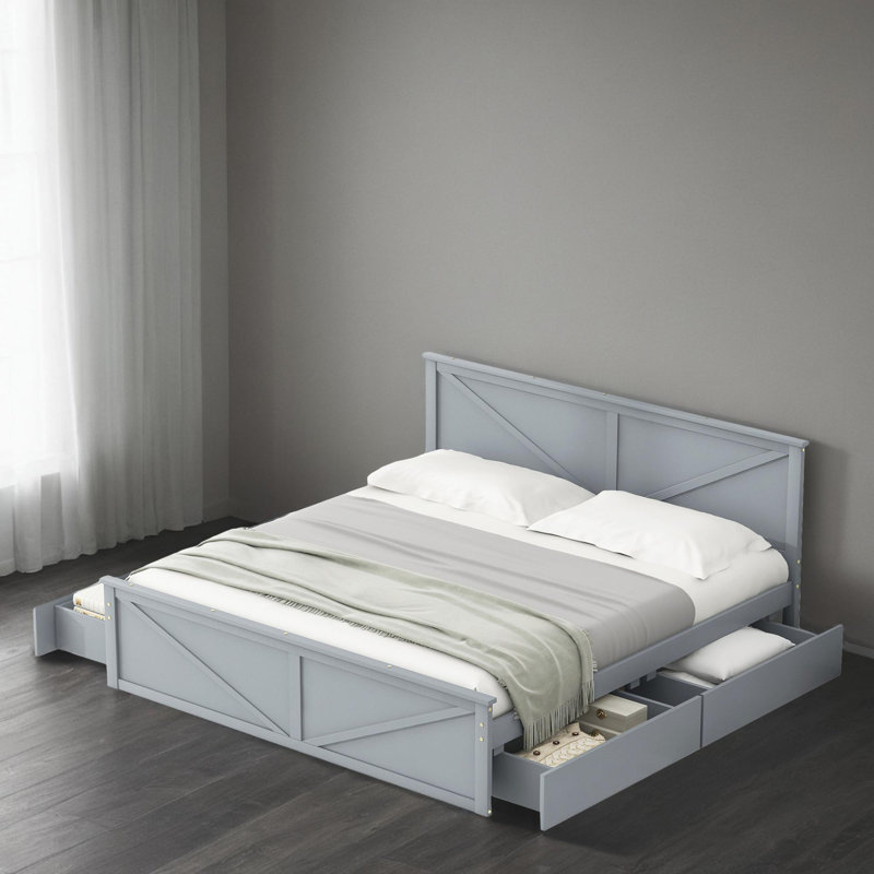 Platform Storage Bed, Gray, King