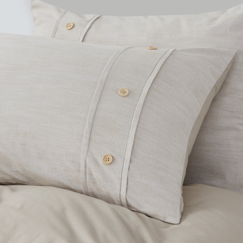 Dover Organic Cotton Oversized Comforter Set, King/Cal King Comforter + 2 Shams + 1 Throw Pillow, Natural