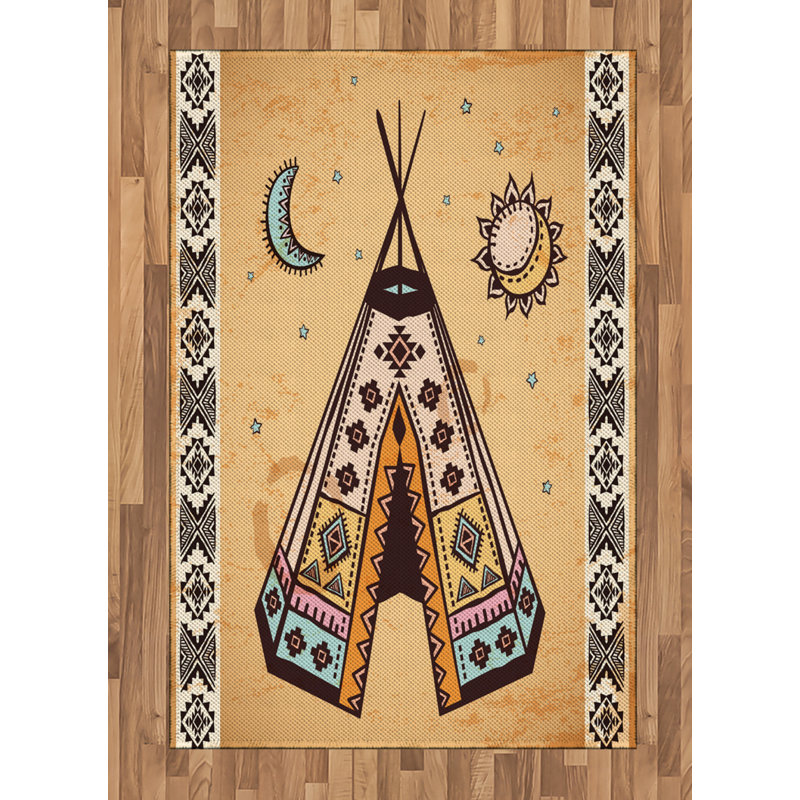 Tribal High Density Long Fiber Poly Threads Decorative Area Rug Carpet, Rectangle 4' x 5'8"