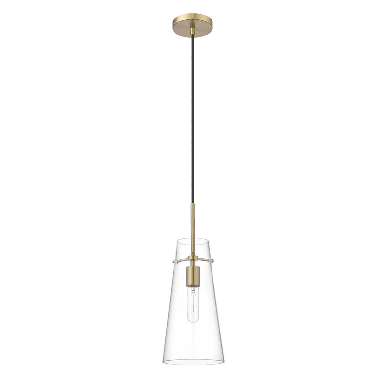 Luminaire suspendu conique à 1 lumière Wenka, H 123 po x l 6,5 po x P 5 po, Or moderne