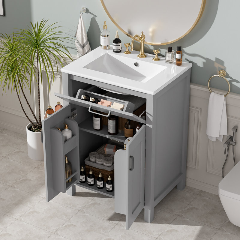 Ensemble de meuble-lavabo simple 24,2 po Fabeha, Gris